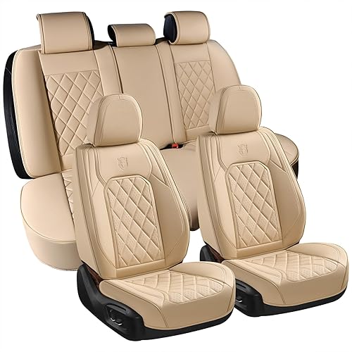Coverado Car Seat Covers Full Set, Seat Universal Seat Covers for Cars,  Luxury Faux Leather Waterproof Seat Cover, Front and Back Car Seat
