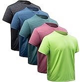 BECLOH Men’s Dry-Fit T-Shirts Moisture Wicking Short Sleeve Mesh Athletic Workout Tees Crewneck Polyester Shirts