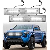 Direct-Snap LED Grill Lights for 2024 2025 2026 Toyota Tacoma Raptor Lights Front Grille Light Bar 4th Gen Tacoma Accessories (White, SR SR5 Only)
