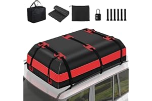 YU YUSING YUSING Car Rooftop Cargo Carrier, 21 Cubic Feet Car Topper Luggage Carrier Bag Waterproof for Vehicles with/Without Rack, Includes Non-Slip Mat, Strong Straps, Lock, 6 Door Hooks