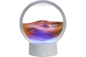 BringLED Moving Sand Art Picture with Lamp, 7 Color Lighted/Touch Control, Round Glass Deep Sea Landscape - Relaxing Sensory Desktops Decoration for Home & Office (Sand Art (Yellow Sand))