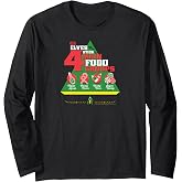 Elf Food Groups Food Pyramid Funny Christmas Long Sleeve T-Shirt