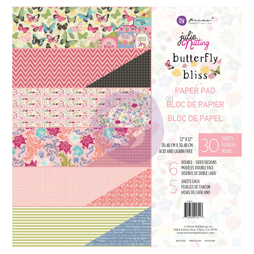 PRIMA MARKETING INC PAPR 12X12 PAD, Butterfly Bliss-Loving Life, One Size