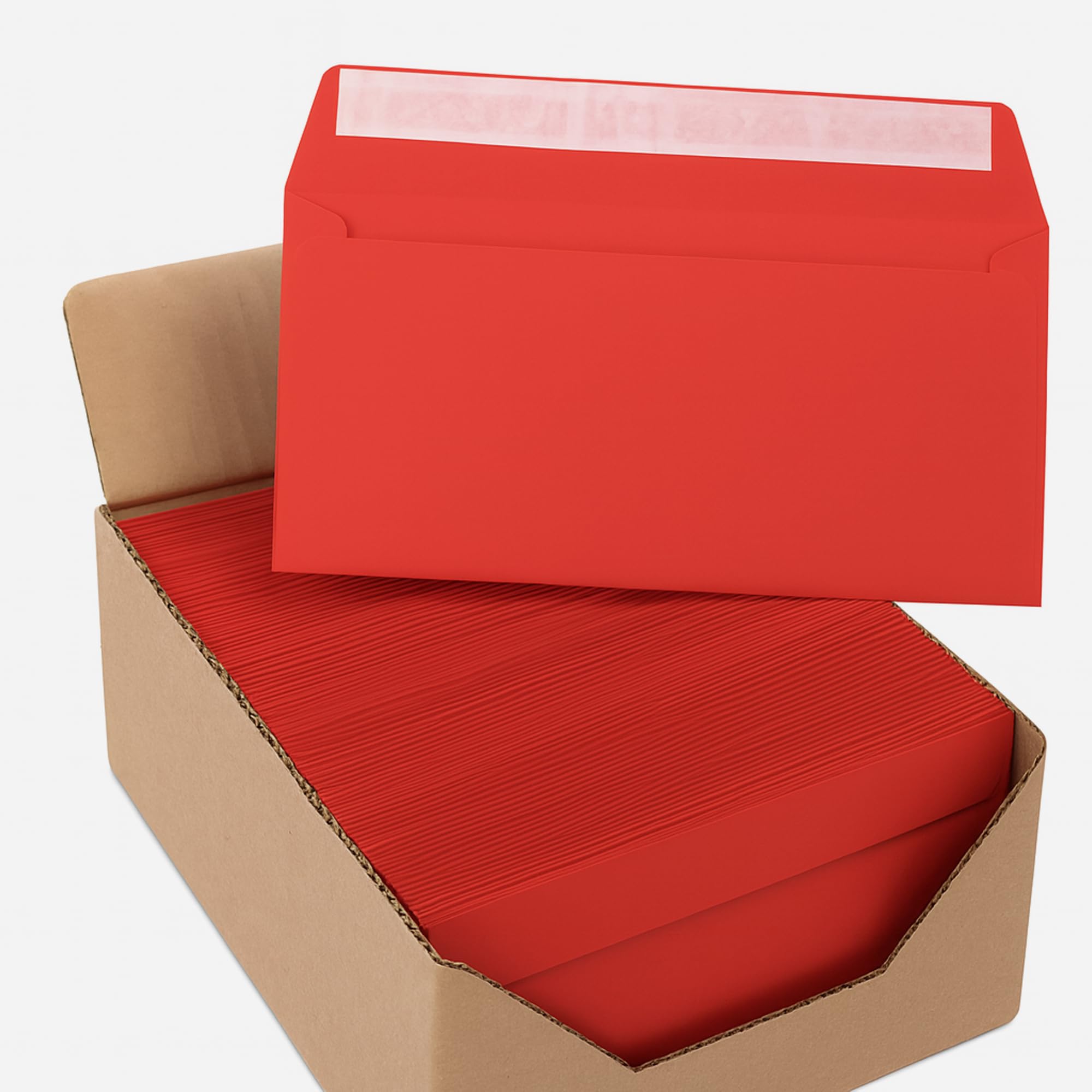 250 Envelopes Red, Vermilion red, Peel and Seal, 220 mm x 110 mm, Caribic by Igepa