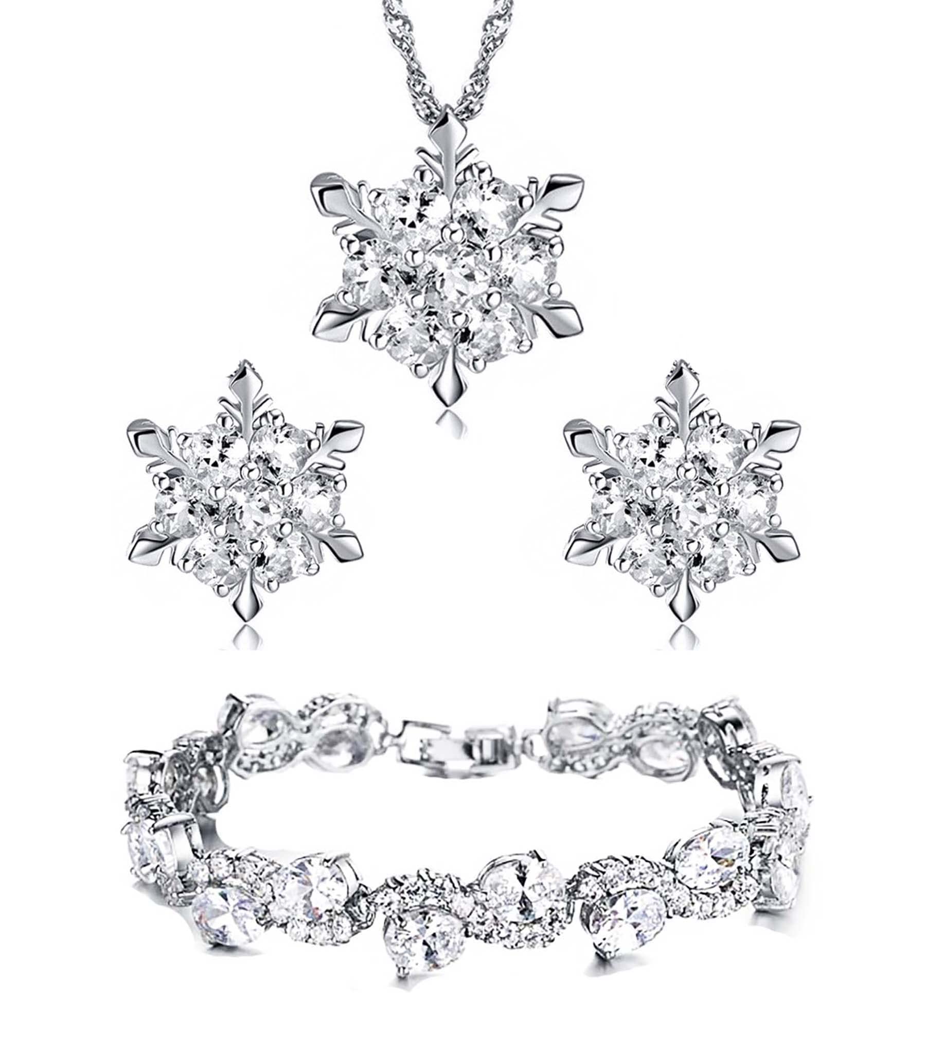 findout sterling silver Amethyst blue Crystal Heart Shape Cubic Zircons Set Earring and Pendant Necklace/silver bracelet (f1682) (blue Pendant+Earring+bracelet)