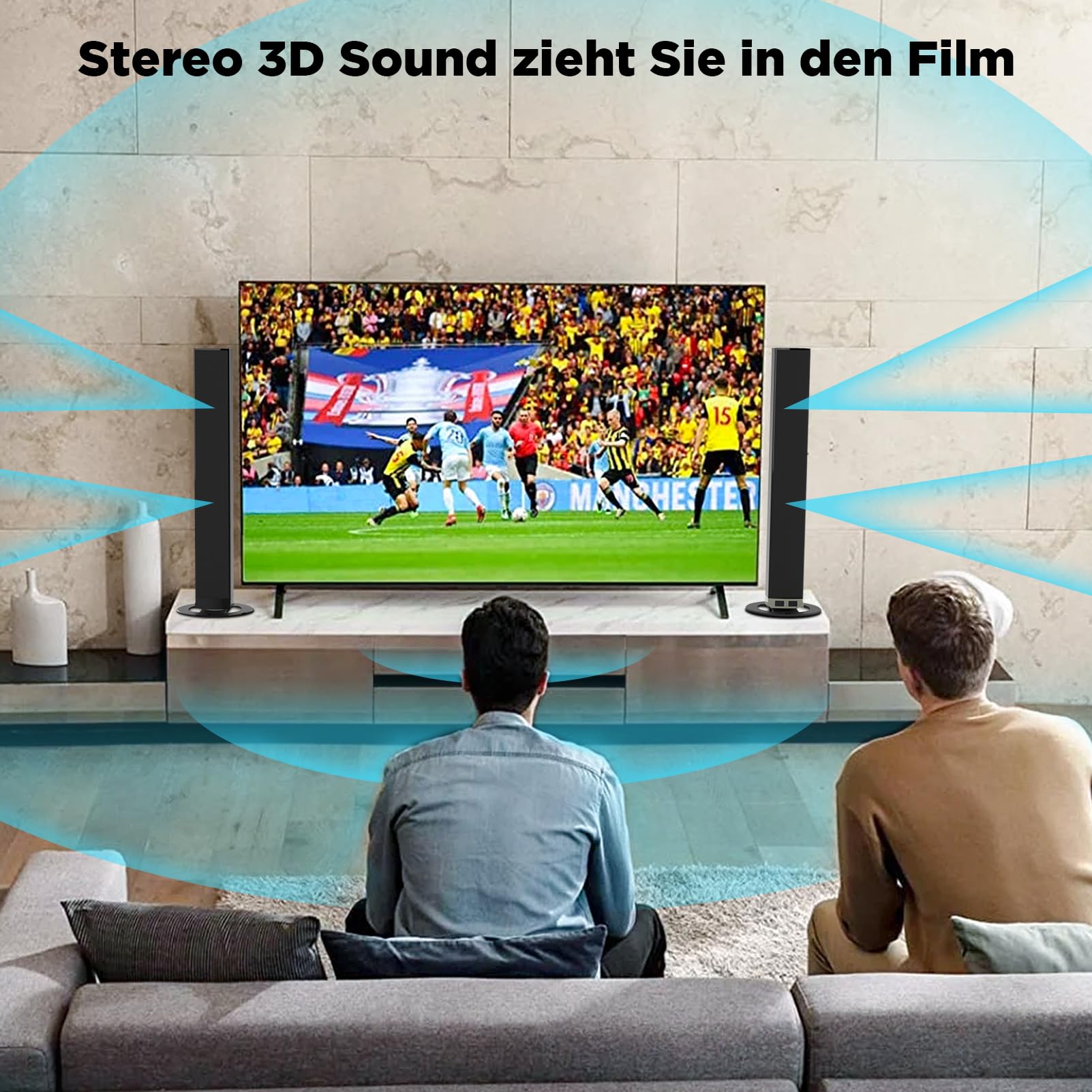 HoYLluDLL 2.0-Kanal Soundbar für TV Geräte, 32 Zoll Teilbare 2-in-1 Soundbar für TV Soundbar Bluetooth mit 3 EQ-Modi und 3D Surround Sound, TV Lautsprecher Soundbars mit ARC/Optisch/Aux, 1pcs 7