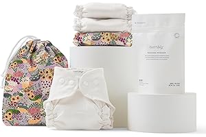 Esembly Try-It Kit - Cloth Diaper Starter Set with Organic Cotton Diapers, Waterproof Diaper Cover, Wet Bag, and Laundry Dete
