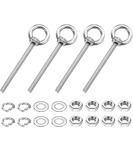 MECCANIXITY 6-Pack M8 X 30mm Lifting Shoulder Eye Bolt – 304 Stainless Steel Ring Bolt With Nuts & Washers