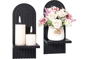 Yorkmills Sconces Wall Decor Set of 2, Wall Candle Holder Rustic Home Decor, Floating Candle Sconces Shelf Black Wall Art, Farmhouse Wall Decor for Living Room, Dining Room, Bedroom, Bathroom