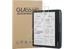 KZIOACSH Screen Protector for Kobo Libra Colour 7 Inch, 2 Pack HD Clear 9H Hardness Anti-Scratch Tempered Glass Film [Sensiti