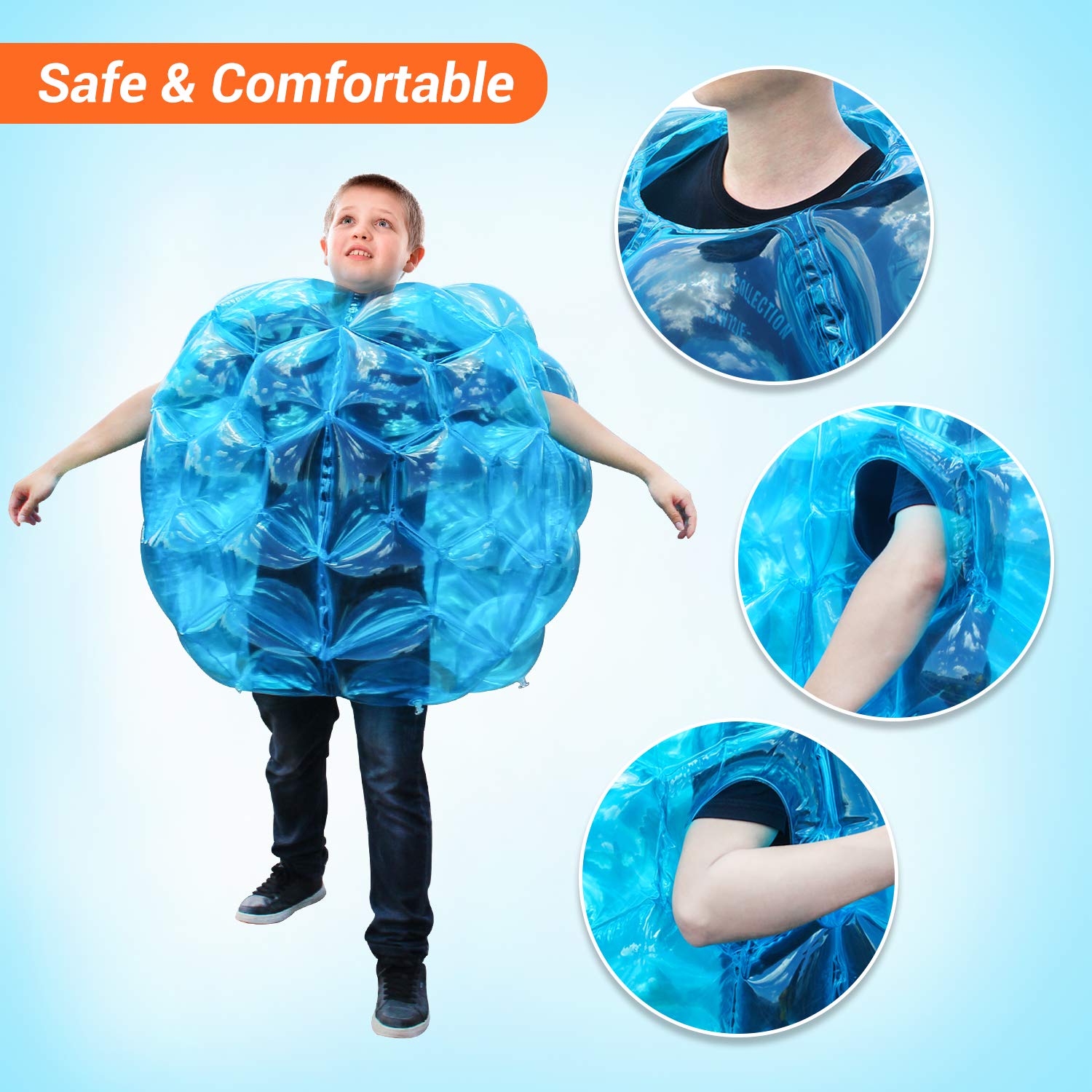2 Pack Bumper Balls: 36inch Inflatable Sumo Ball - Durable PVC Vinyl Material Body Bubble Soccer - Giant Human Hamster Knocker Body Zorb Ball for Kids and Adults Physical Outdoor Toys, Blue
