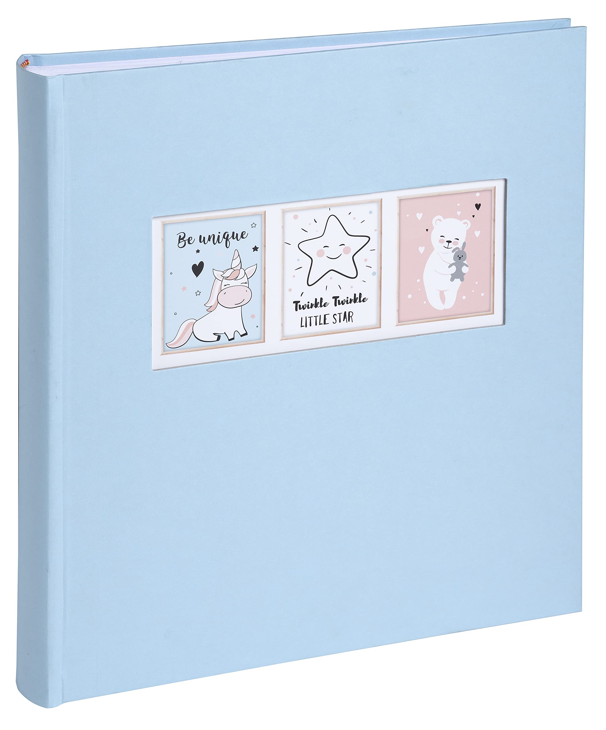 Exacompta - Ref. 16545E - SWEET book photo album - 300 photos - 60 white pages - size 29 x 32 cm - light blue tinted paper cover - personalization window