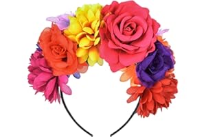 DreamLily Frida Kahlo Mexican Rose Flower Crown Headband Halloween Party Costume Headpiece NC26