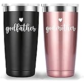 Mamihlap Godfather and Godmother Travel Mug Tumbler.Godparents Proposal Gift.Anniversary Birthday Christmas Gifts for Godparents.Godparents Gifts from Godchild.(20oz Black&Rose Gold)