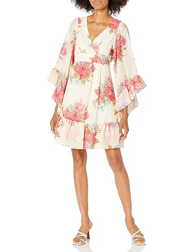 betsey johnson ivory dress Women's Pleather Floral Mini in White | Size Medium