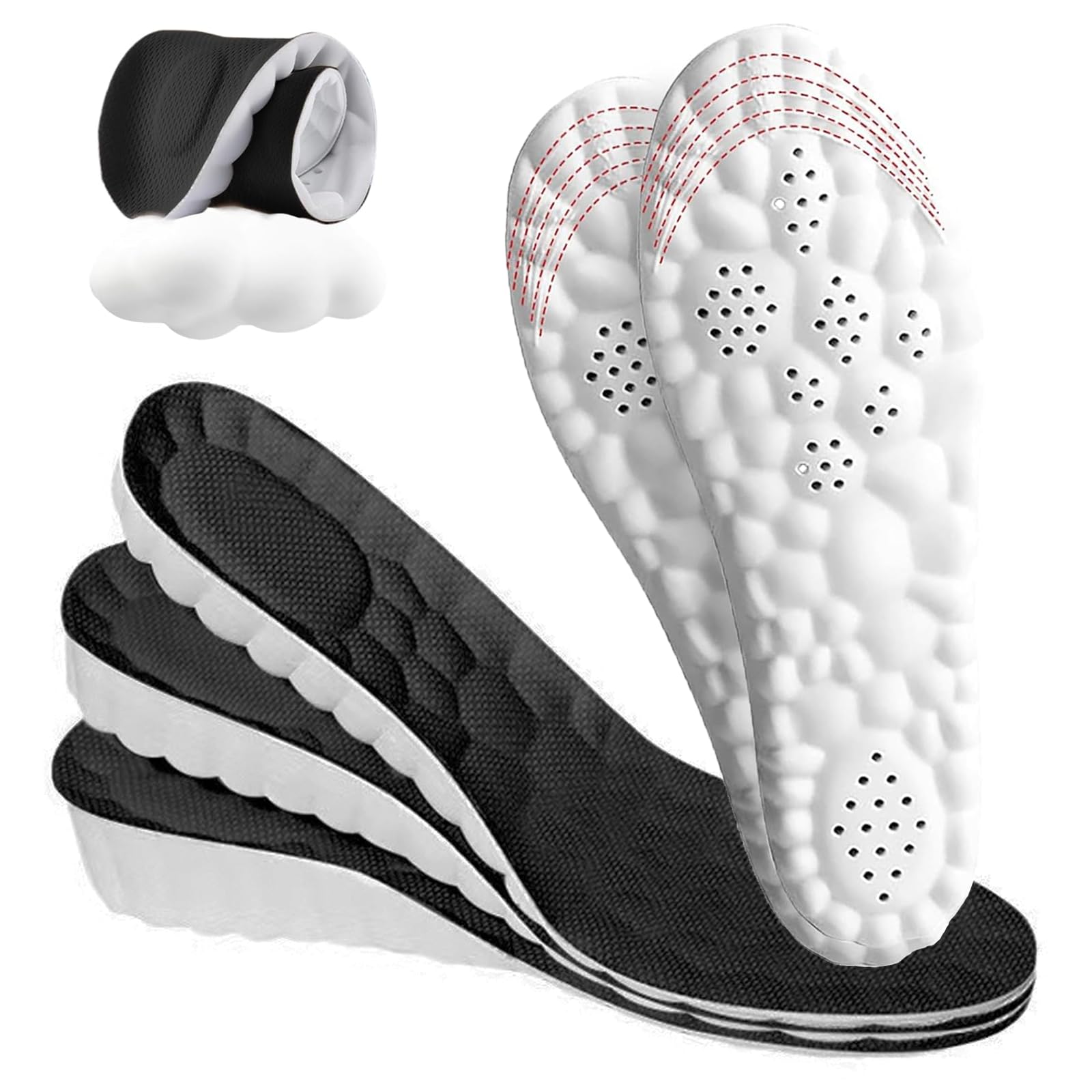 Photo 1 of 4D Cloud Height Increase Insoles for Men Wowen - Cloud Tech Insole, Soft Memory Foam Insoles, Comfort Steppers Height Increase Insoles Trim to Fit for Men Women (Black, 1.4-in US Men 8-11)