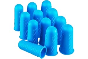 AUSWAUR Finger Protectors,12 Pieces, Silicone Finger Protectors, 3 Sizes Rubber Fingers Thimble Protectors Guard Tips Caps Pads Cover for Hot Glue Gun | Embroidery | Sewing | Cutting| Sorting Task - Blue