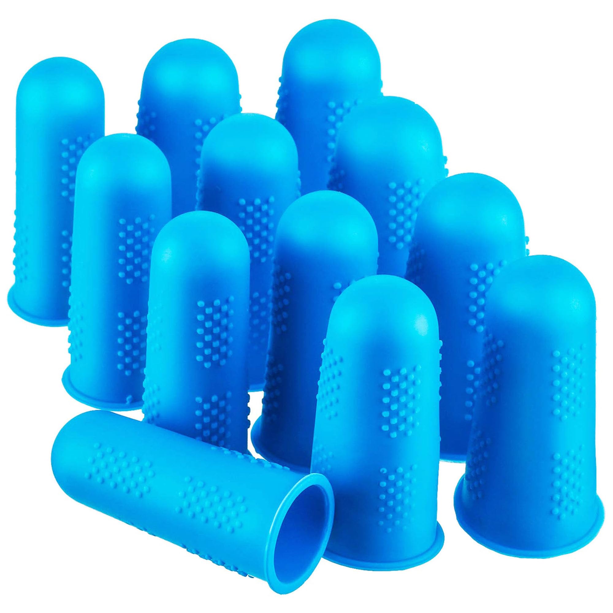 Photo 1 of Finger Protectors,12 Pieces, Silicone Finger Protectors, 3 Sizes Rubber Fingers Thimble Protectors Guard Tips Caps Pads Cover for Hot Glue Gun | Embroidery | Sewing | Cutting| Sorting Task - Blue