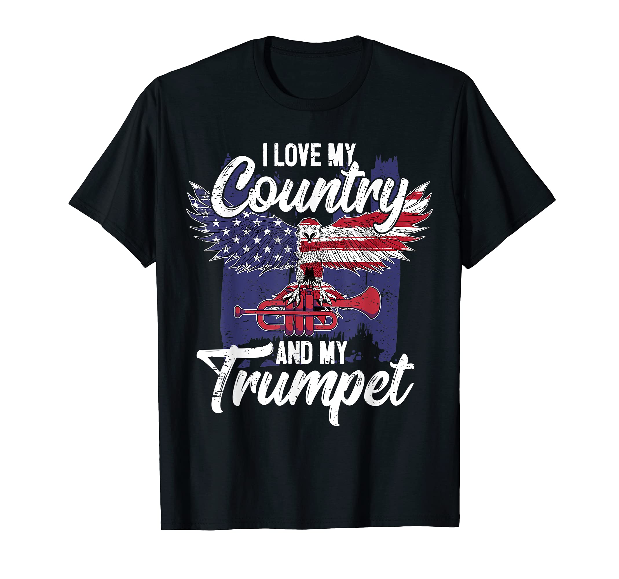 Patriotic Trumpet Player Graphic US American Eagle Trumpeter T-Shirt