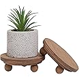 Defined Deco Mini Risers for Display-Wood Risers for Home Decor,Kitchen Decor- 2 Pack 4"Round Riser for Farmhouse Decor-Rustic Pedestal Display Stand,Plant Stands,Display Risers for Tiered Tray Decor