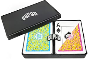 Copag 1546 Neoteric Design 100% Plastic Playing Cards, Poker Size (Standard) Yellow/Pink/Blue Double Deck Set (Jumbo Index)