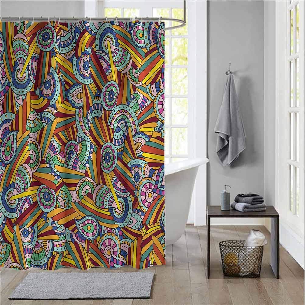 ScottDecor Psychedelic Floral Shower Curtain Funky Hippie