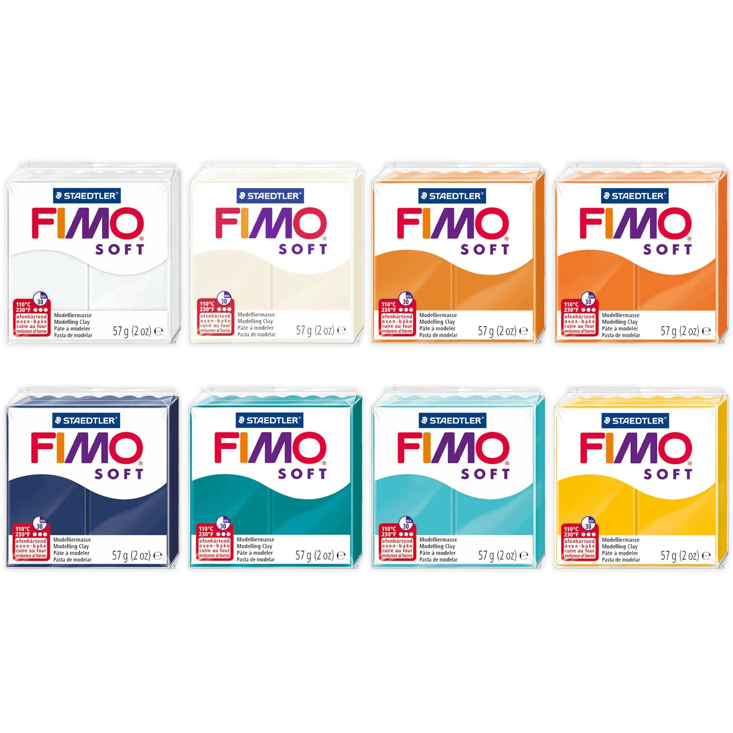 FIMO Soft & Effect Polymer Oven Modelling Clay - 57g - Set of 8 - The Beach O'Clock Collection