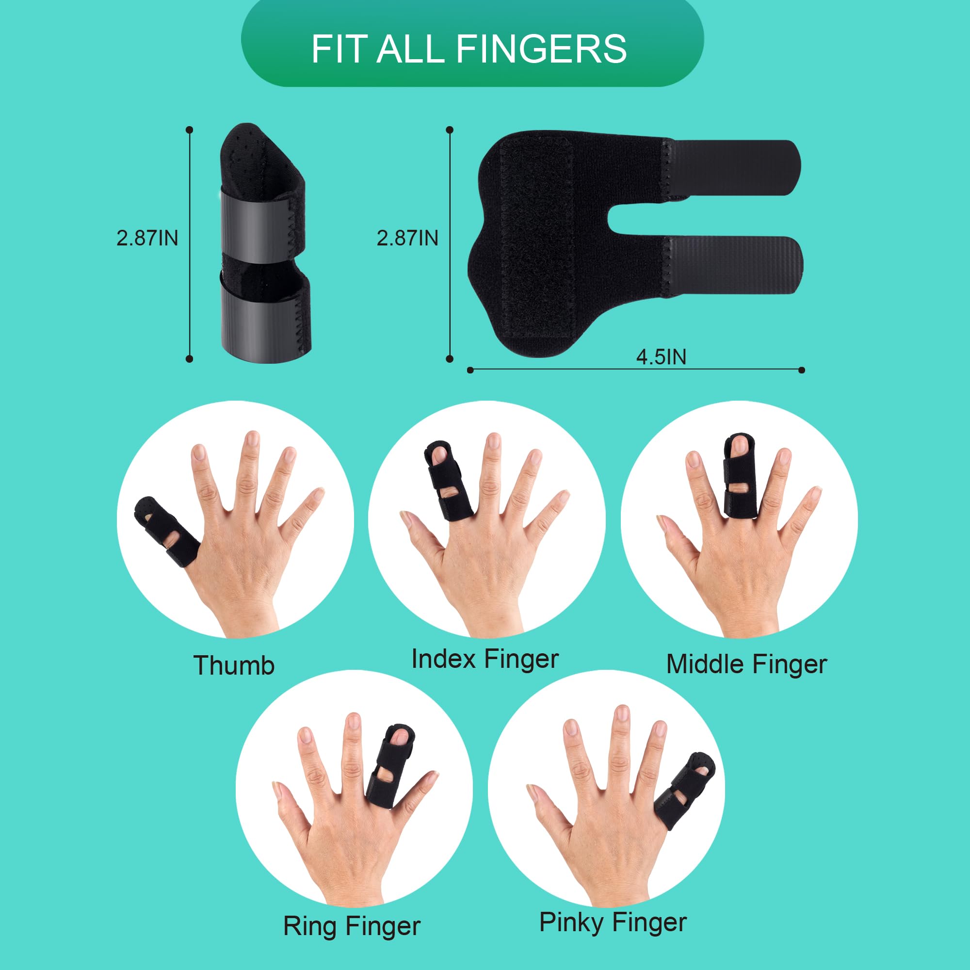 Soft Home Finger Splint, Mallet Finger Splints for Pain Relief, Trigger Finger Splint for Thumb, Middle, Pointer, Ring or Pinky Finger