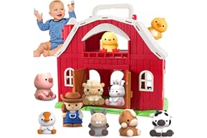AuroTops Toys for 1 2 3 Years Old Boys and Girls, Big Barn Playset with Farm Animal, Preschool Montessori Toy, Farm Playset with Big Red Barn & Farmer, Christmas & Birthday Gift Toy for Kids