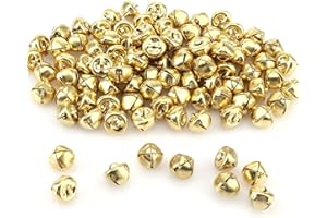 LUTER 100pcs Christmas Jingle Bells, 0.5 Inch Small Christmas Jingle Bells Ornaments Gold Bells Christmas for Wreath Jewelry Making Home Christmas Decoration(Gold)