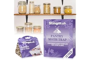 STINGMON 10 Pack Powerful Pantry Moth Traps, Sticky Glue Trap with Effective Pheromones, Indian Meal Moth Traps for Food and Cupboard, Pantry Moth Killer for Kitchen