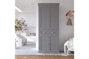 Squireewo 72" Freestanding Kitchen Pantry Storage Cabinet with Doors and Adjustable Shelves,Storage Cupboard with Large Drawer for Kitchen,Bathroom or Hallway,Grey