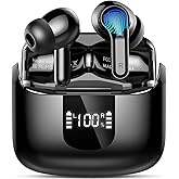 Wireless Earbuds, Bluetooth 5.3 Headphones 2025 NEW Ear Buds 40H Bass Stereo in-Ear Earphones ENC Noise Cancelling Earbuds with 4 HD Mic, USB-C LED Display IP7 Waterproof Sport Headset for Android iOS