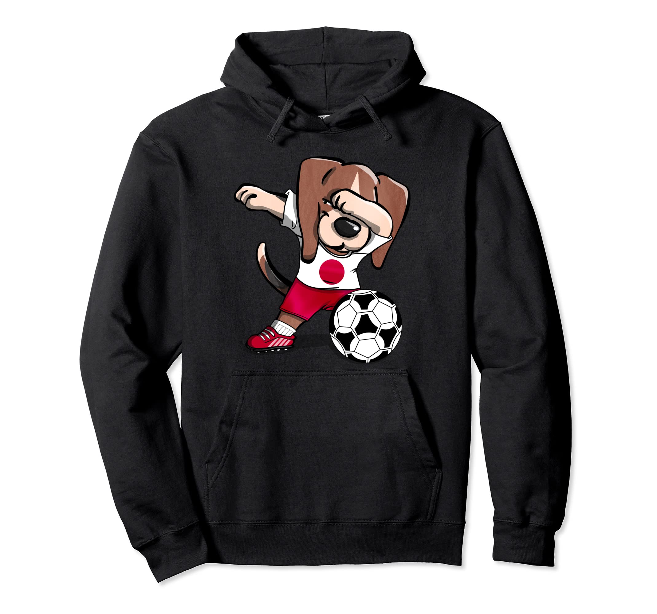 Funny Dabbing Beagle Dog Japan Football Japanese Flag Soccer Pullover Hoodie