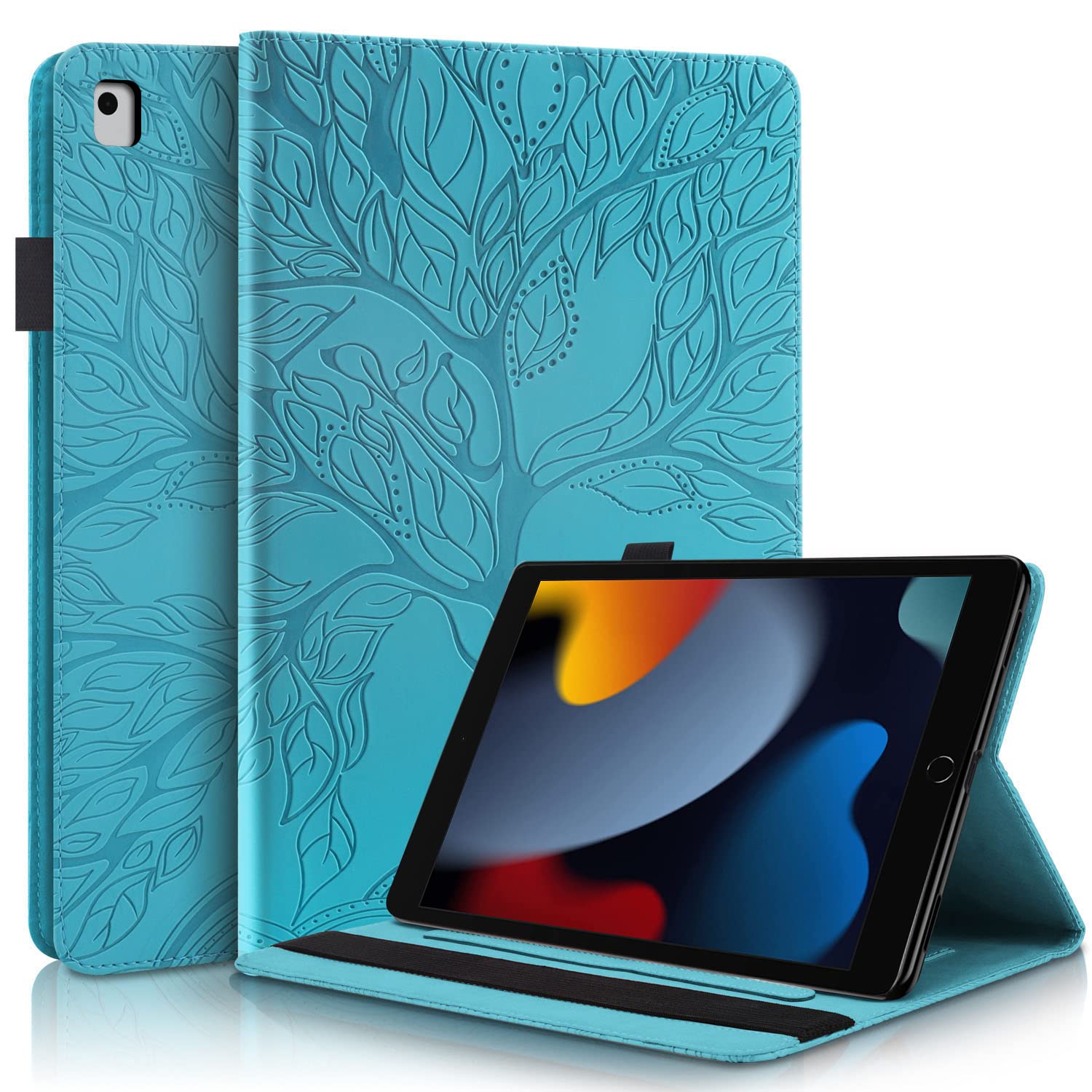 Succtopy Case for iPad 9th/8th/7th Generation (2021/2020/2019) 10.2 Inch Folio Flip PU Leather Cover with Pen Holder Protective Tablet Case with Stand Function iPad 10.2 2021/2020/2019 Blue — image 1