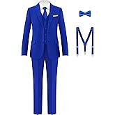 AmazingSea Boys Formal Suits Set, from Toddlers to Teen, Adjustable Waist, with Suspenders