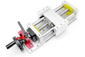 HEECHOO Linear Stage Actuator Travel 200mm Ballscrew 1605 Double Optical Axis Linear Rail Guide Manual Slide Stage C7 with Ruler for CNC Router Controller DIY 3-axis