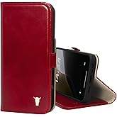 TORRO Premium Leather Case Compatible with iPhone 16 Pro Max 6.9" – Genuine Leather Wallet Flip Folio Case with Kickstand and Card Slots (Compatible with Official MagSafe Chargers) - Red