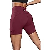Fihapyli ICTIVE Women's Workout Running Shorts with Deep Pockets High Waisted Tummy Control Yoga Gym Spandex Biker Pants