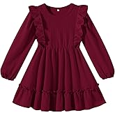 Kionio Toddler Baby Girl Dress Girls Sweater Dresses Ruffle Ribbed Knit Long Sleeve Swing Fall Winter Clothes Christmas
