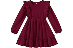 Kionio Toddler Baby Girl Dress Girls Sweater Dresses Ruffle Ribbed Knit Long Sleeve Swing Fall Winter Clothes Christmas