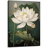 OAAPITI Lotus Flower Wall Art Watercolor Lotus Pond Painting Asian Inspired Art Serene Zen Floral Decor for Living Room Yoga Studio Bedroom(Artwork-4,16"x24")