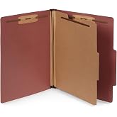 Blue Summit Supplies 10 Classification Folders, 1 Divider, Red | Heavy-duty, 2 in Expansion, 2 Prong Fasteners, 1 Divider, 4 Sections, for Medical, Legal, and Personnel Files