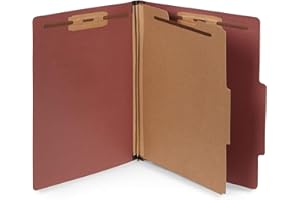 BLUE SUMMIT SUPPLIES 10 Letter Size Red Classification Folders - 1 Divider - 2 Inch Tyvek Expansions - Durable 2 Prongs Designed to Organize Standard Medical Files, Office Reports - Letter Size, Red Brick Color, 10 Pack