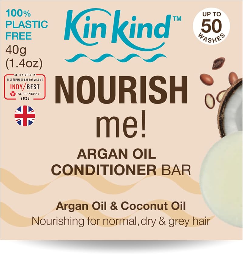 KinKind NOURISH me Conditioner Bar Coconut Argan Oil UK Made Vegan 50 Washes