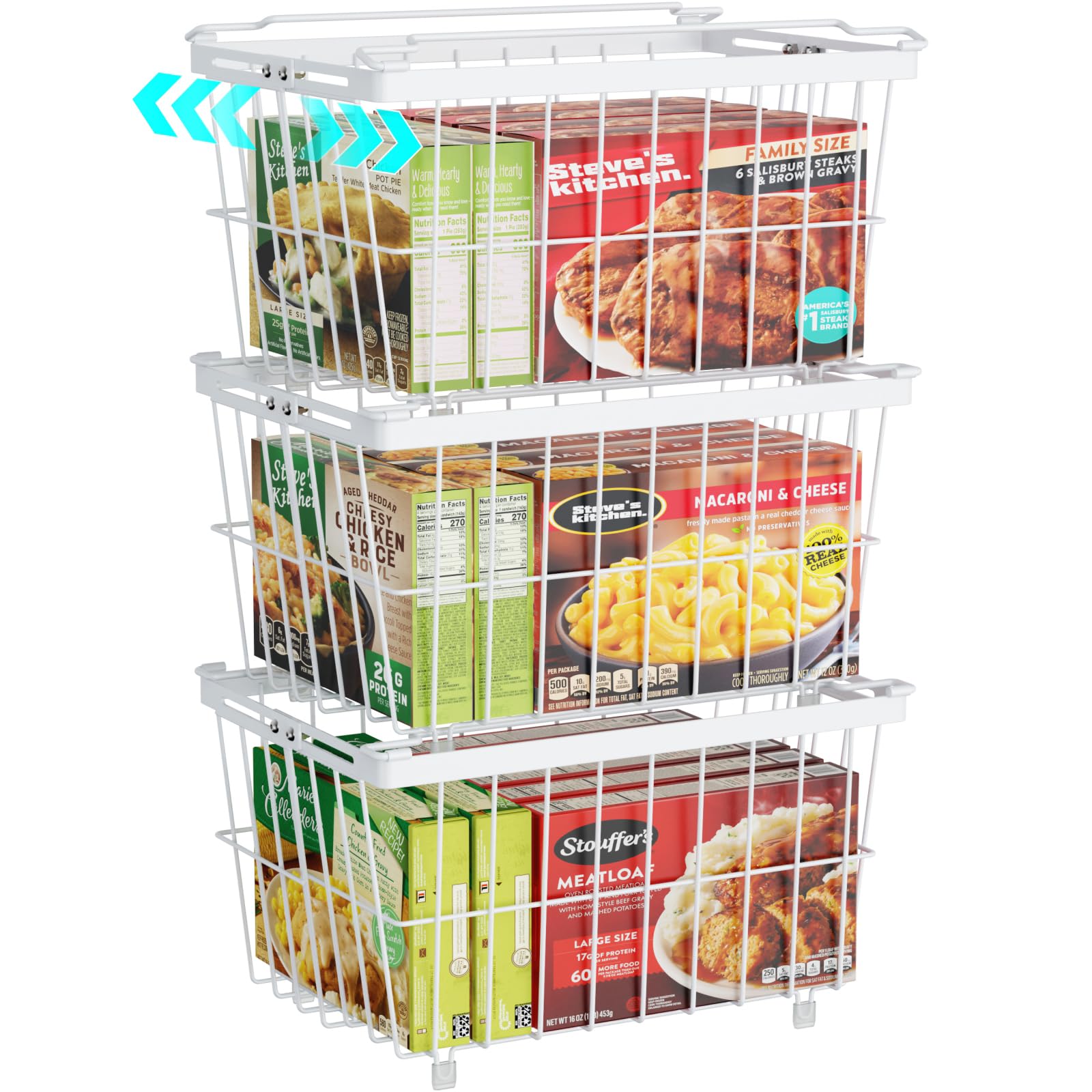 Photo 1 of (Only one)(missing hardware) iSPECLE Freezer Organizer Bins - 3 Pack Adjustable Chest Freezer Organizer Bins for 5 to 9 Cu.Ft Deep Freezer, Extra Large 