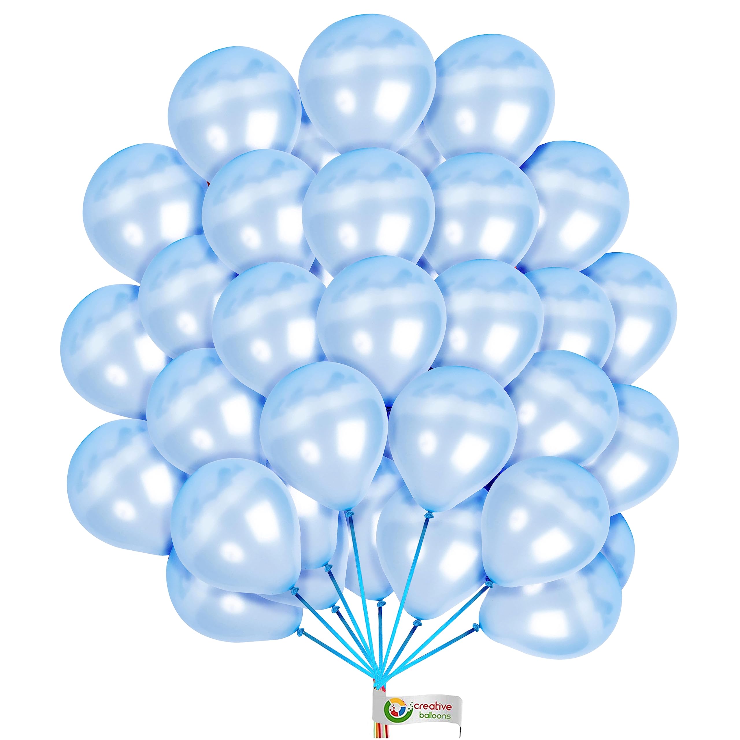 Metallic 10 Inch Balloons Metallic Light-Blue Balloons Round Shiney Balloons for Kids Birthday Wedding Baby Shower Festival Decoeration Pack of 100