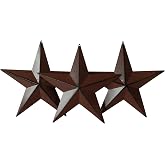 Set 12 Stelline Metalliche Decorative | Stile Country E Rustico | Colore Nero Opaco | 5,7 Cm Con Gancio | Per Albero Di Natale, Parete, Regali - 2