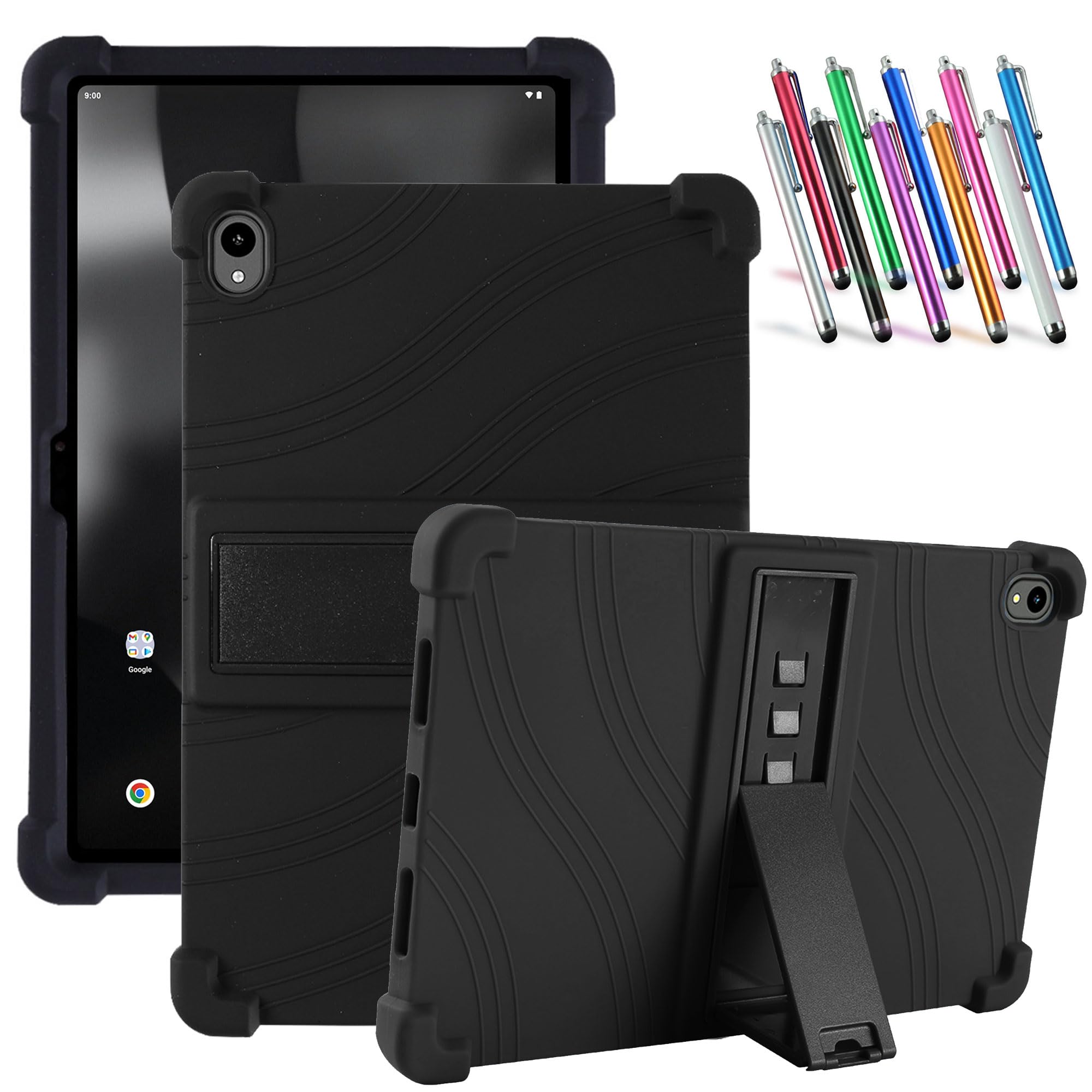 Photo 1 of elitegadget Case for onn. 11" Tablet Pro (2024 Model) - Soft Slim Lightweight Protective Silicone Stand Cover Case + 1 Random Color Stylus (Black)