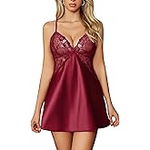 Avidlove Women Lingerie V Neck Sexy Nightwear Satin Sleepwear Lace Chemise Mini Babydoll Nightgown